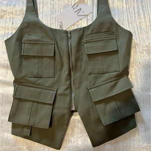 Army green Zara vest! Super cute silhouette. Perfect alone or to layer!